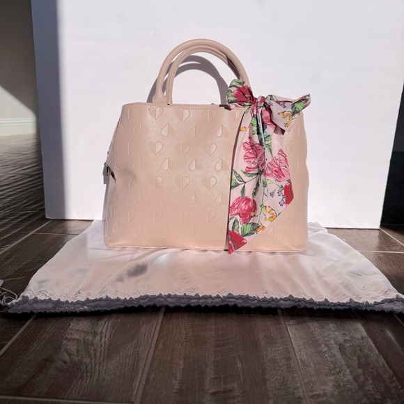 Betsey Johnson Cream Satchel with Floral Scarf - Picture 6 of 9